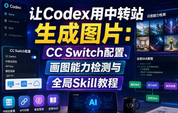 让Codex用中转站生成图片：CC Switch配置、画图能力检测与全局Skill教程-卓越网创