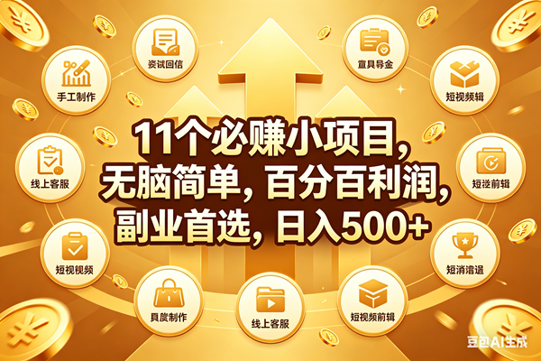 （18025期）11个必赚钱小项目，百分百有利润，无脑简单，副业首选，日入500+-卓越网创