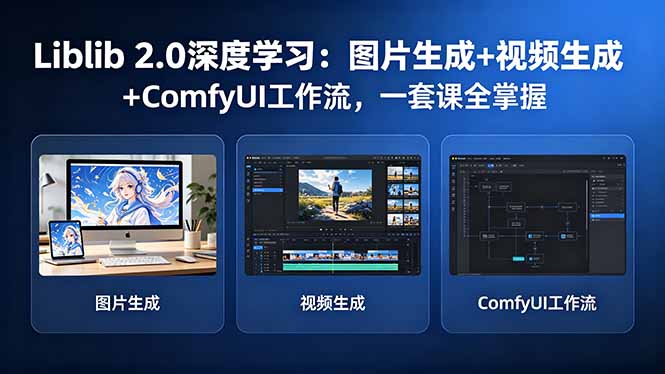 Liblib 2.0深度学习：图片生成+视频生成+ComfyUI工作流，一套课全掌握-卓越网创