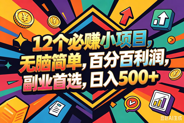 （18291期）12个必赚钱的小项目，百分百赚米，无脑简单，副业首选，日入600+-卓越网创