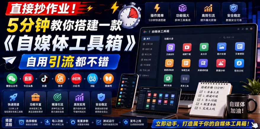 直接抄作业!5分钟教你搭建一款《自媒体工具箱》,自用引流都不错-卓越网创