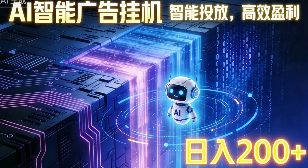 ai智能广告挂机项目，合规挂载广告即可赚取收益，单日收益可达400～500+-卓越网创