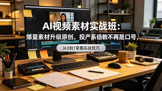 AI视频素材实战班:爆量素材升级原创,投产翻倍不再是口号,0-1系统教学实战落地-卓越网创