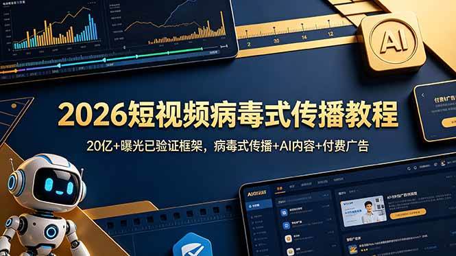 （18986期）2026短视频病毒式传播教程：20亿+曝光已验证框架，病毒式传播+AI内容+付费广告-卓越网创