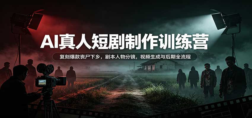 AI真人短剧制作训练营:复刻爆款丧尸下乡,剧本人物分镜,视频生成与后期全流程-卓越网创