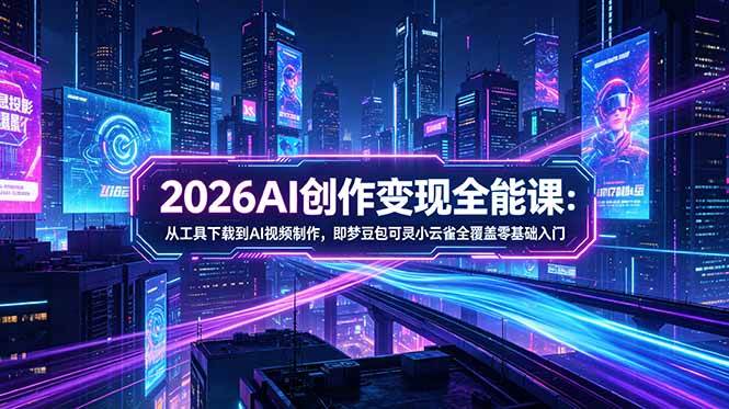 (18553期)2026AI创作变现全能课-更新5月:从工具下载到AI视频制作,即梦豆包可灵小云雀全覆盖零基础入门 (18553期)2026AI创作变现全能课-更新5月:从工具下载到AI视频制作,即梦豆包可灵小云雀全覆盖零基础入门