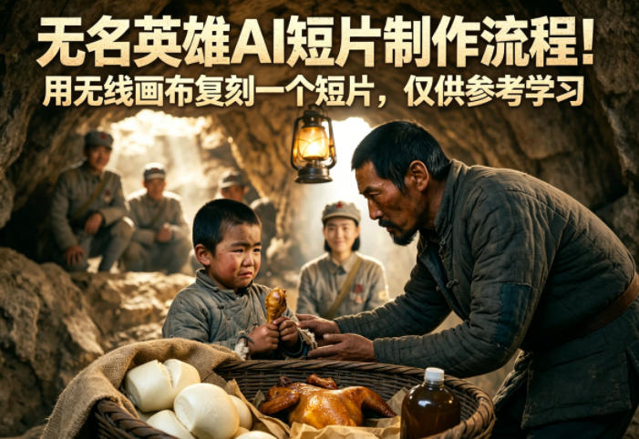 无名英雄AI短片制作流程!用无线画布复刻一个短片,仅供参考学习-卓越网创