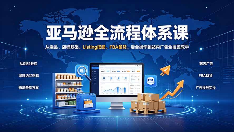 (19409期)亚马逊全流程体系课:从选品、店铺基础、Listing搭建、FBA备货、后台操作到站内广告全覆盖教学 (19409期)亚马逊全流程体系课:从选品、店铺基础、Listing搭建、FBA备货、后台操作到站内广告全覆盖教学