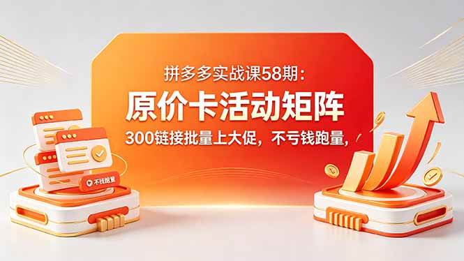(18395期)拼多多实战课58期:原价卡活动矩阵,300链接批量上大促,不亏钱跑量 (18395期)拼多多实战课58期:原价卡活动矩阵,300链接批量上大促,不亏钱跑量