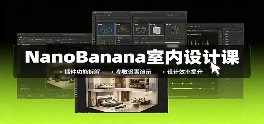 NanoBanana室内设计课：无限画布配置，插件实操，生图改图视频制作-卓越网创