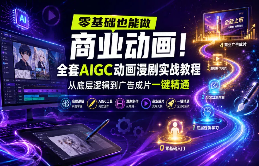 零基础也能做商业动画!全套AIGC动画漫剧实战教程,从底层逻辑到广告成片一键精通(更新0715) 零基础也能做商业动画!全套AIGC动画漫剧实战教程,从底层逻辑到广告成片一键精通(更新0715)