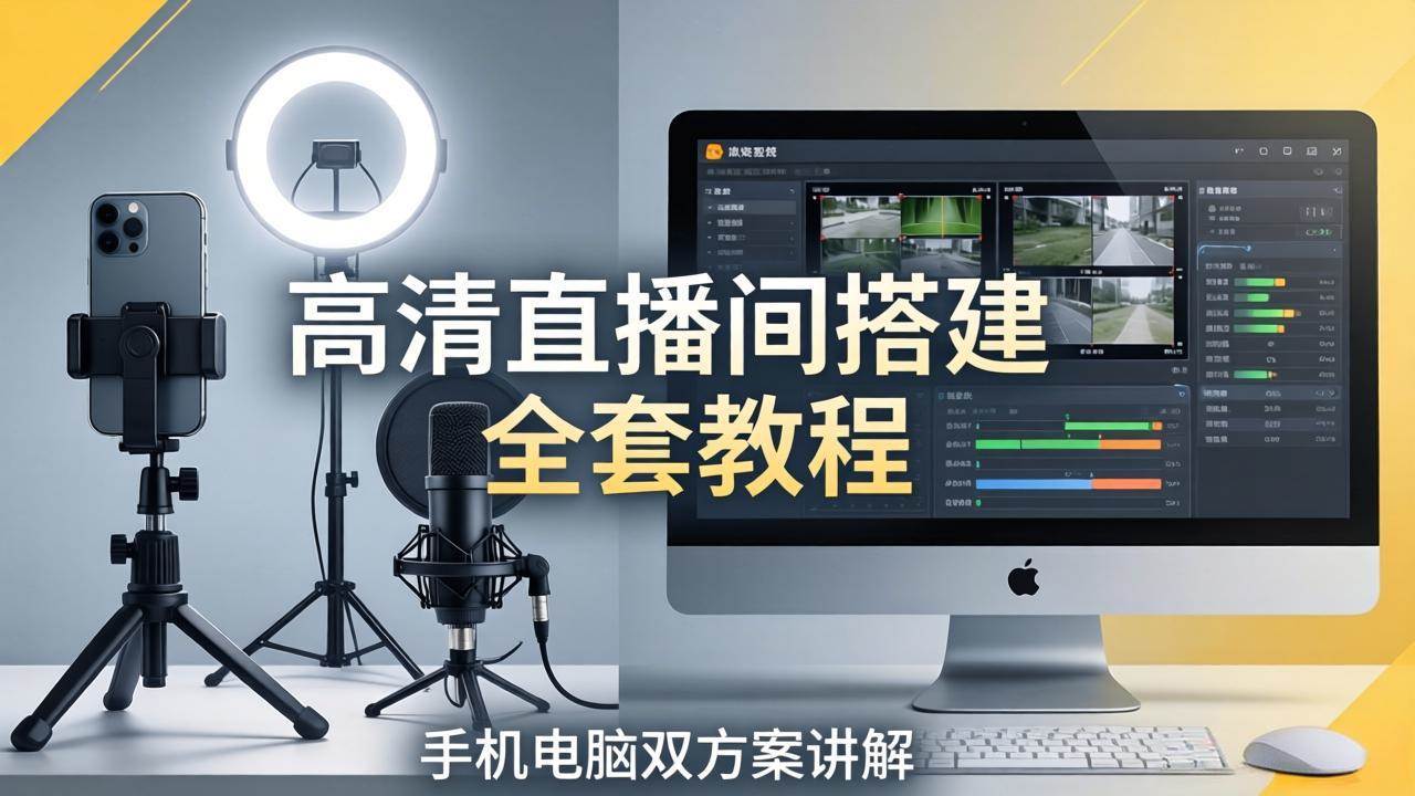 (18104期)高清直播间搭建全套教程,手机电脑双方案讲解,设备选型调试多机位实操教学 (18104期)高清直播间搭建全套教程,手机电脑双方案讲解,设备选型调试多机位实操教学