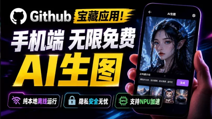 Github宝藏应用!手机端无限免费AI生图,纯本地离线运行,支持NPU加速斩获3.1k stars,local-dream-卓越网创
