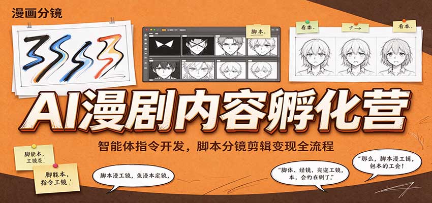 AI漫剧内容孵化营：智能体指令开发，脚本分镜剪辑变现全流程-卓越网创