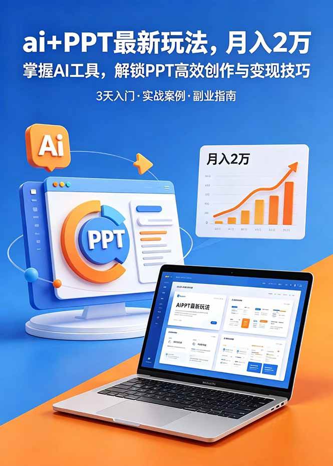 (18881期)ai+PPT最新玩法,月入2万掌握AI工具,解锁PPT高效创作与变现技巧3天入门,实战案例·副业指南 (18881期)ai+PPT最新玩法,月入2万掌握AI工具,解锁PPT高效创作与变现技巧3天入门,实战案例·副业指南