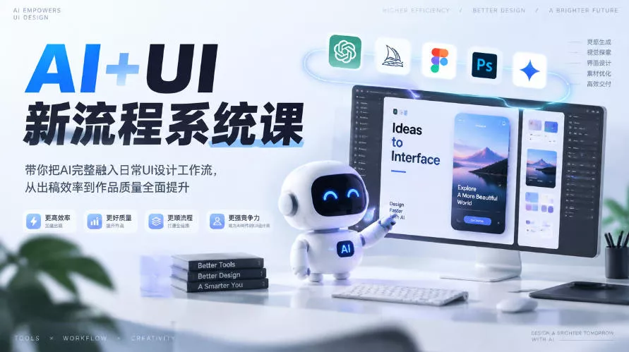 【无水印】AI+UI新流程系统课，带你把AI完整融入日常UI设计工作流，从出稿效率到作品质量全面提升(2026第4期)-卓越网创