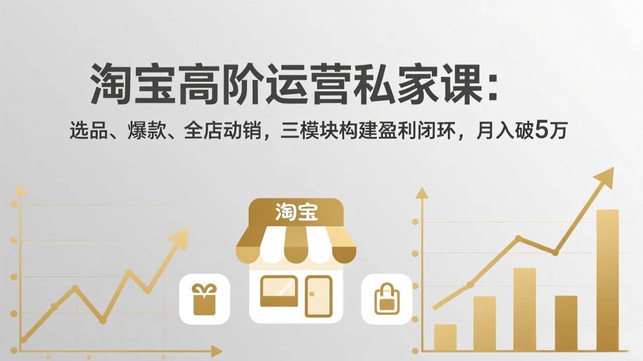 (17904期)淘宝高阶运营私家课(更新26年4月):选品、爆款、全店动销,三模块构建盈利闭环,月入破5万-卓越网创