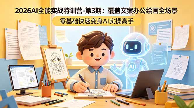(18572期)2026AI全能实战特训营-第3期:覆盖文案办公绘画全场景 零基础快速变身AI实操高手 (18572期)2026AI全能实战特训营-第3期:覆盖文案办公绘画全场景 零基础快速变身AI实操高手