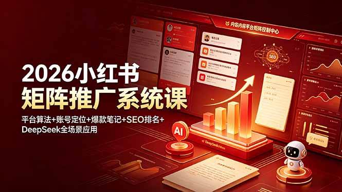 (19129期)2026小红书矩阵推广系统课:平台算法+账号定位+爆款笔记+SEO排名+DeepSeek全场景应用 (19129期)2026小红书矩阵推广系统课:平台算法+账号定位+爆款笔记+SEO排名+DeepSeek全场景应用