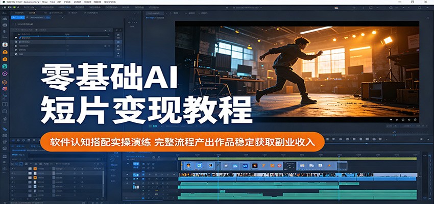 零基础AI短片变现教程：软件认知搭配实操演练，完整流程产出作品稳定获取副业收入-卓越网创