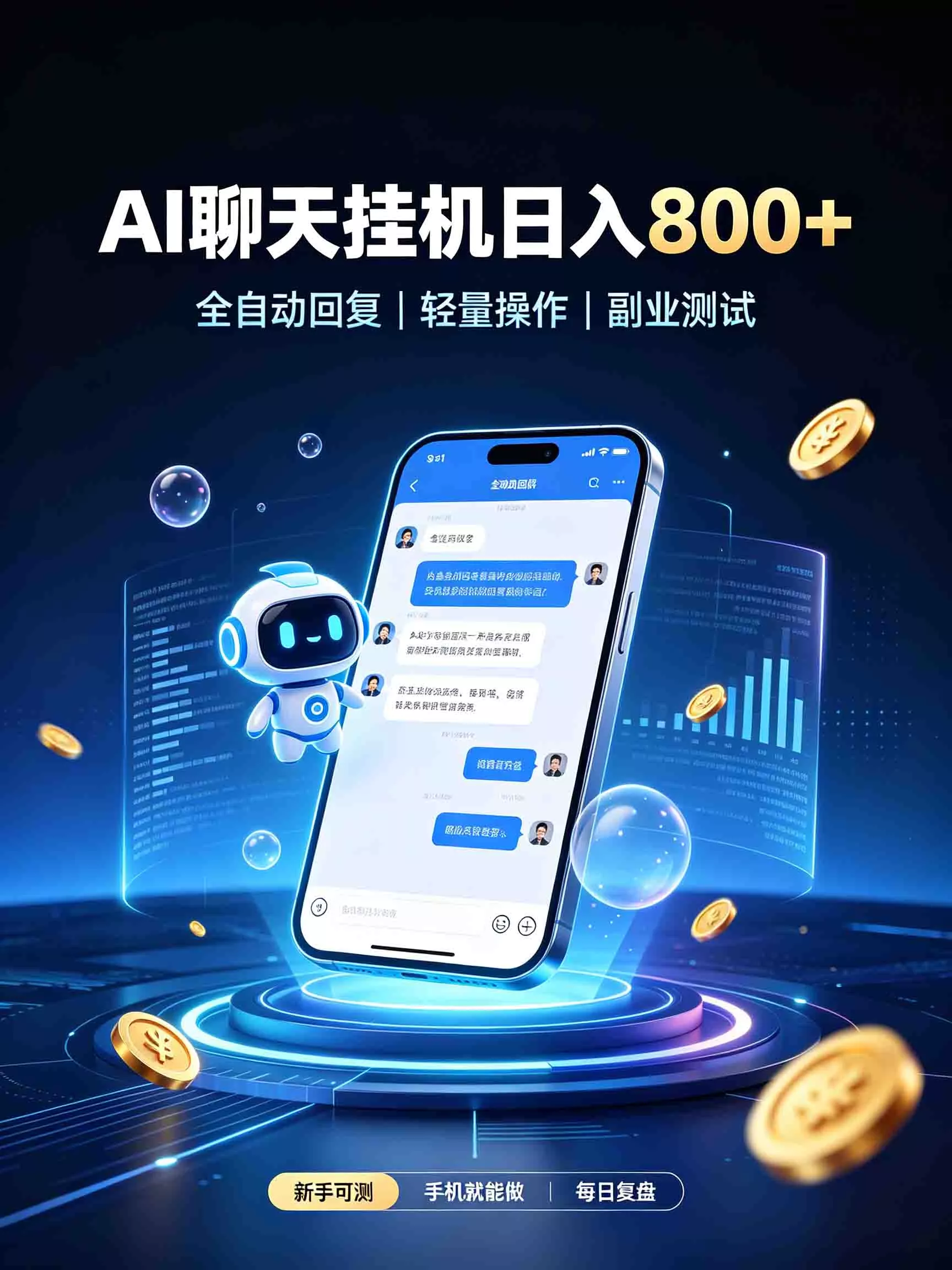 AI聊天挂机,日入800+,适用个人副业,工作室矩阵操作-卓越网创