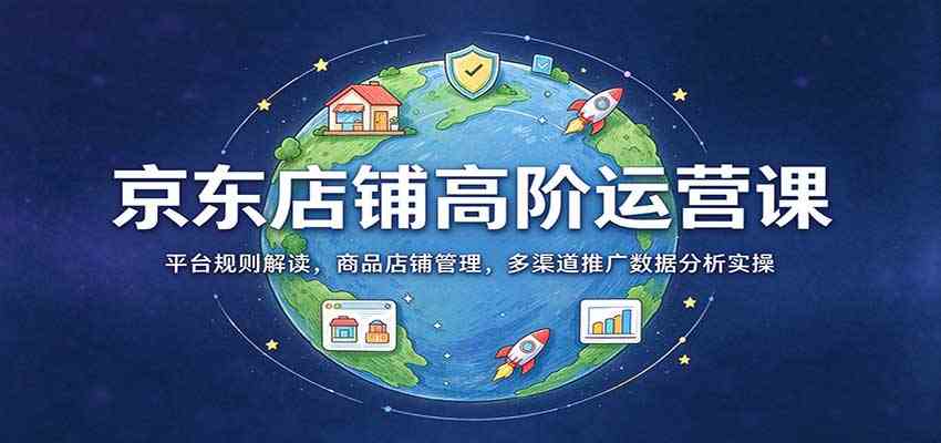 京东店铺高阶运营课：平台规则解读，商品店铺管理，多渠道推广数据分析实操-卓越网创