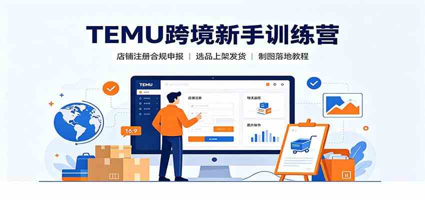 TEMU跨境新手训练营：店铺注册合规申报，选品上架发货制图落地教程-卓越网创