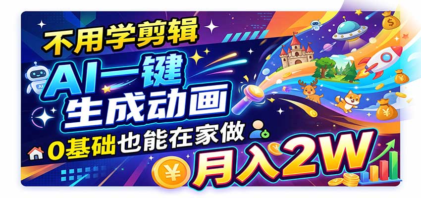 AI动画彻底爆了！一单500~800，全程派单，小白也能月入2W+-卓越网创