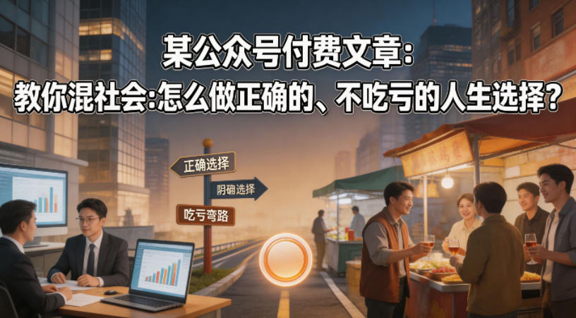 某公众号付费文章:教你混社会:怎么做正确的、不吃亏的人生选择?-卓越网创