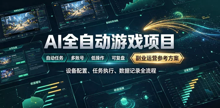 AI全自动游戏躺賺副业:日入几百,稳定运行三年的项目!【揭秘】 AI全自动游戏躺賺副业:日入几百,稳定运行三年的项目!【揭秘】