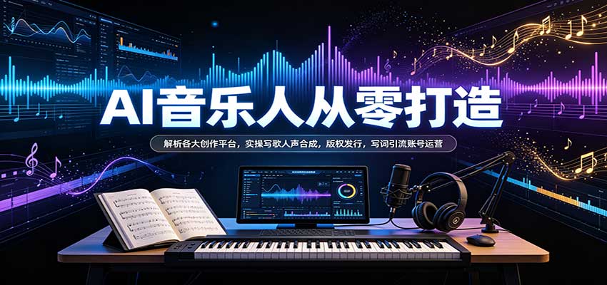 AI音乐人从零打造:解析各大创作平台,实操写歌人声合成,版权发行,写词引流账号运营 AI音乐人从零打造:解析各大创作平台,实操写歌人声合成,版权发行,写词引流账号运营