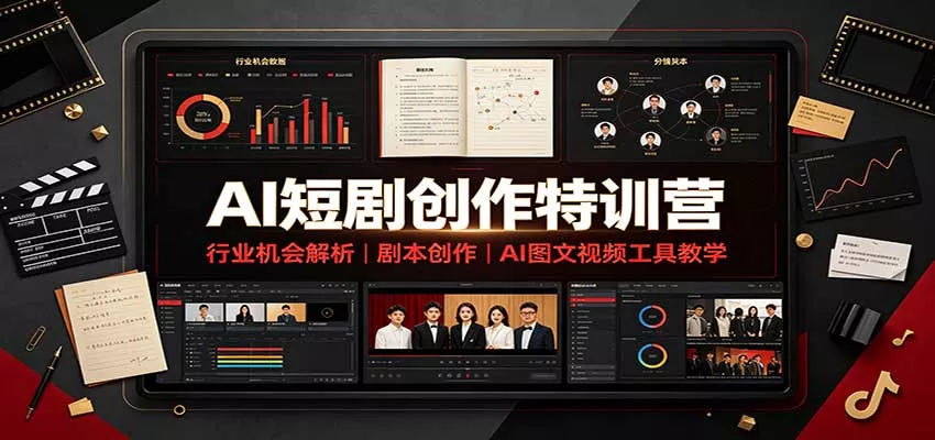 AI短剧创作特训营：行业机会解析，剧本创作，AI图文视频工具教学(文字版)-卓越网创