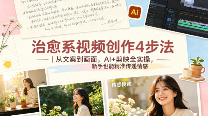 治愈系视频创作4步法|从文案到画面,AI+剪映全实操,新手也能精准传递情感-卓越网创