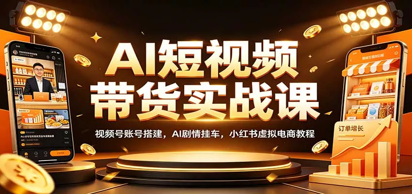 AI短视频带货实战课：视频号账号搭建，AI剧情挂车，小红书虚拟电商教程-卓越网创