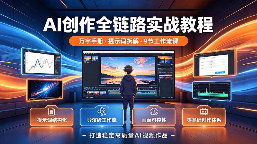 （19247期）AI创作全链路实战教程｜万字手册·提示词拆解·9节工作流课，打造稳定高质量AI视频作品-卓越网创