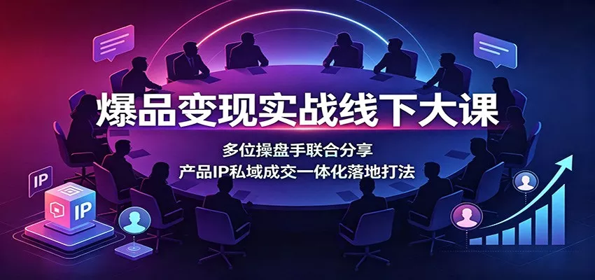 爆品变现实战线下大课：多位操盘手联合分享，产品IP私域成交一体化落地打法-卓越网创