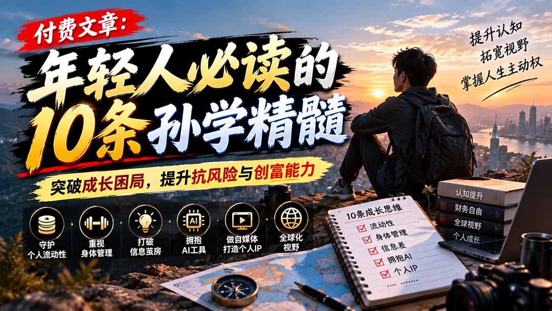付费文章：年轻人必读的10条孙学精髓，突破成长困局，提升抗风险与创富能力-卓越网创