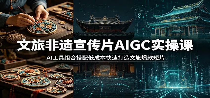 文旅非遗宣传片AIGC实操课：AI工具组合搭配低成本快速打造文旅爆款短片-卓越网创
