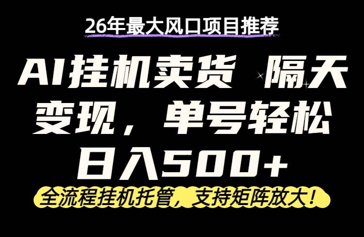 （17933期）26年最新AI挂机卖货，隔天出收益，单账号轻松日入500+-卓越网创