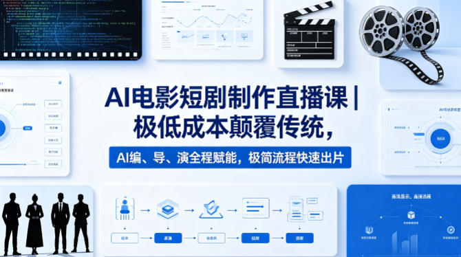 AI电影短剧制作直播课|极低成本颠覆传统,AI编、导、演全程赋能,极简流程快速出片-卓越网创