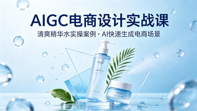 AIGC电商设计实战课,以清爽精华水为实操案例,教你用AI快速生成电商场景 AIGC电商设计实战课,以清爽精华水为实操案例,教你用AI快速生成电商场景