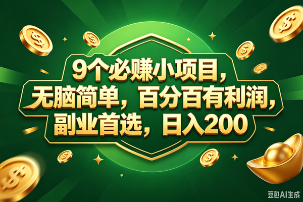 (18950期)9个必赚的小项目,百分百赚元子,无脑简单,副业首选,日入300+-卓越网创