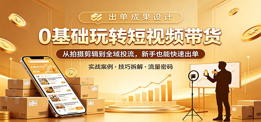 0基础玩转短视频带货：从拍摄剪辑到全域投流，新手也能快速出单-卓越网创