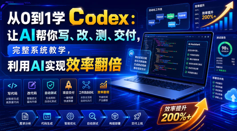 从0到1学Codex:让AI帮你写、改、测、交付,完整系统教学,利用AI实现效率翻倍(更新0918)-卓越网创