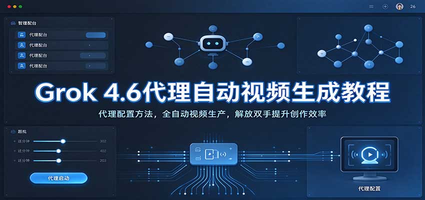 Grok 4.6代理自动视频生成教程：代理配置方法，全自动视频生产，解放双手提升创作效率-卓越网创
