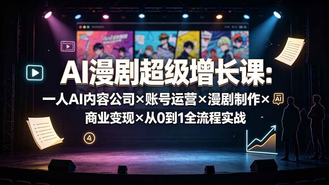 （19553期）AI漫剧超级增长课：一人AI内容公司×账号运营×漫剧制作×商业变现×从0到1全流程实战-卓越网创