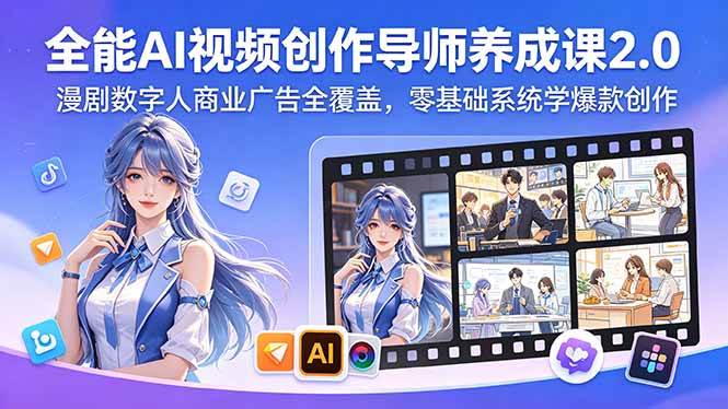 (18505期)全能AI视频创作导师养成课2.0,漫剧数字人商业广告全覆盖,零基础系统学爆款创作 (18505期)全能AI视频创作导师养成课2.0,漫剧数字人商业广告全覆盖,零基础系统学爆款创作