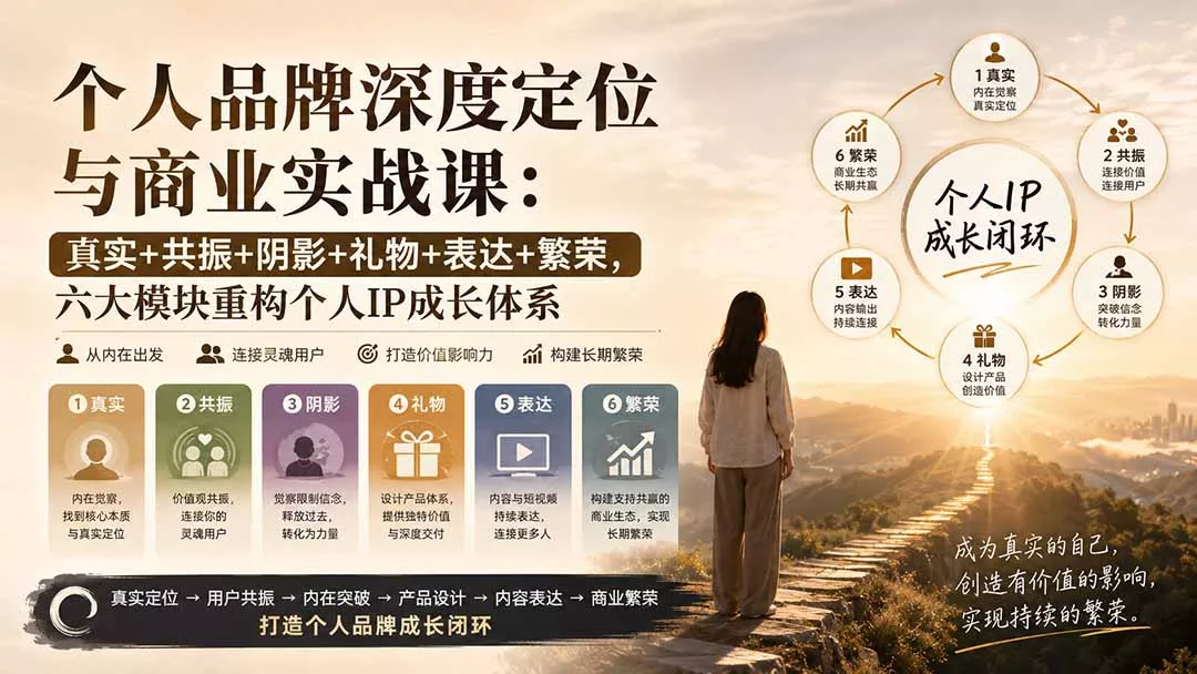 个人品牌深度定位与商业实战课:真实+共振+阴影+礼物+表达+繁荣,六大模块重构个人IP成长体系 个人品牌深度定位与商业实战课:真实+共振+阴影+礼物+表达+繁荣,六大模块重构个人IP成长体系