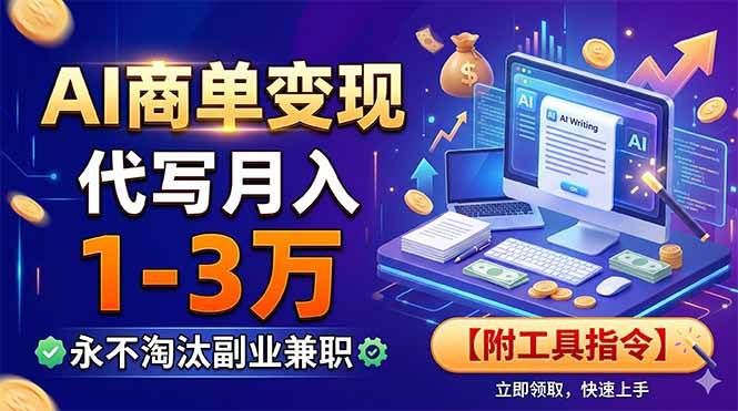(19102期)AI商单变现,靠代写月入1-3万,永不淘汰副业兼职【附工具指令】 (19102期)AI商单变现,靠代写月入1-3万,永不淘汰副业兼职【附工具指令】