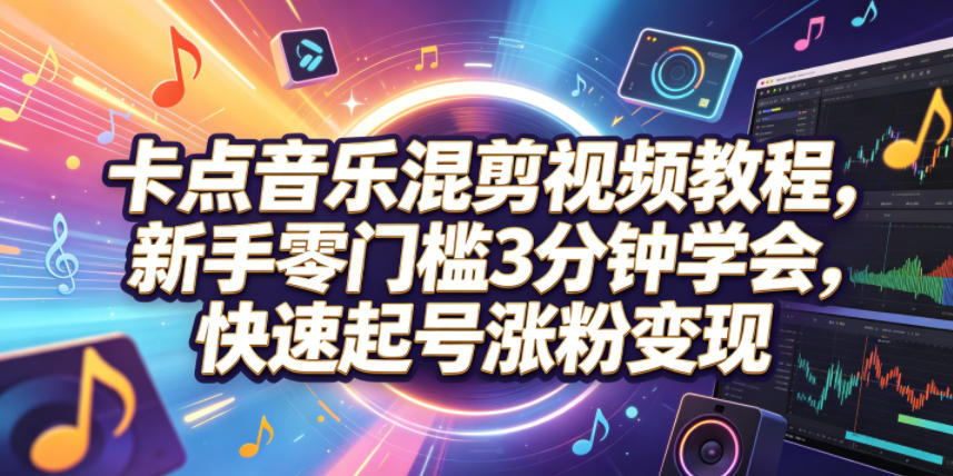 卡点音乐混剪视频教程,新手零门槛3分钟学会,快速起号涨粉变现 卡点音乐混剪视频教程,新手零门槛3分钟学会,快速起号涨粉变现